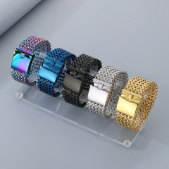 Fashion Punk Style Men Fine 316L Stainless Steel Link Wide Mesh Chain Bracelets