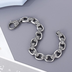 Fashion Punk Style Men Fine 316L Stainless Steel Retro Totem Charms Chain Bracelets