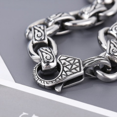 Fashion Punk Style Men Fine 316L Stainless Steel Retro Totem Charms Chain Bracelets