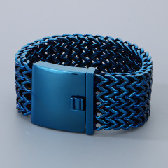 Fashion Punk Style Men Fine 316L Stainless Steel Link Wide Mesh Chain Bracelets