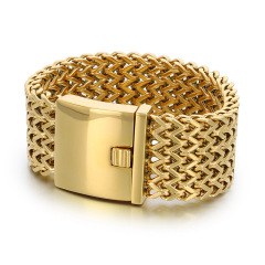 Fashion Punk Style Men Fine 316L Stainless Steel Link Wide Mesh Chain Bracelets