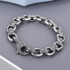 Fashion Punk Style Men Fine 316L Stainless Steel Retro Totem Charms Chain Bracelets