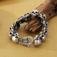 Fashion Punk Style Men Fine 316L Stainless Steel Retro Luck Charms Chain Bracelets
