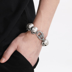 Fashion Punk Style Men Fine 316L Stainless Steel Retro Luck Charms Chain Bracelets