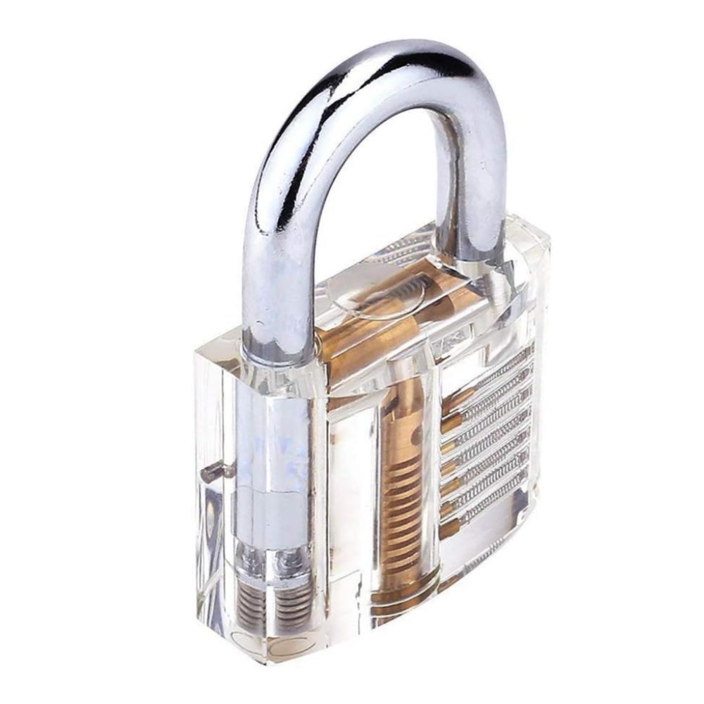 3-Pack Practice Padlock Set Crystal Visible Cutaway Training Lock for Locksmith Pick Lock-4