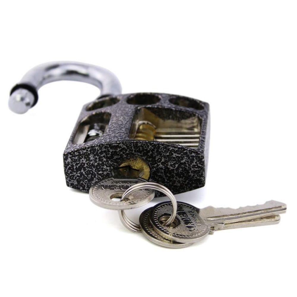 3-Pack Practice Padlock Set Crystal Visible Cutaway Training Lock for Locksmith Pick Lock-7