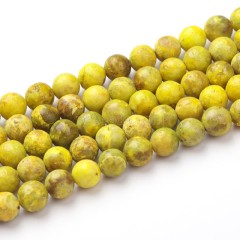 Dyed Yellow Color Calcite Smooth Rounds, Approx 6-10mm, 38cm/strand