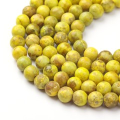 Dyed Yellow Color Calcite Smooth Rounds, Approx 6-10mm, 38cm/strand