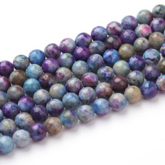 Dyed Purple&Blue Color Calcite Smooth Rounds, Approx 6-10mm, 38cm/strand