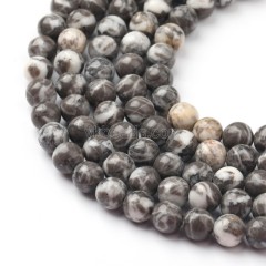 Natural Grey&White Jade Smooth Rounds, Approx 6-10mm, 38cm/strand