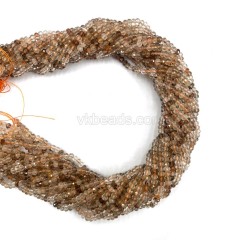 Copper Rutilated Quartz Faceted Rondelles, Approx 3x4mm, 38cm/strand