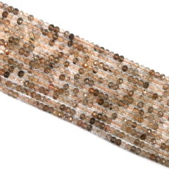 Copper Rutilated Quartz Faceted Rondelles, Approx 3x4mm, 38cm/strand