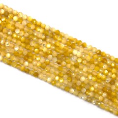 Yellow Shell Beads Faceted Rounds, Approx 3mm, 38cm/strand