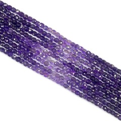 Amethyst Faceted Cubes, Approx 4x4mm, 38cm/strand