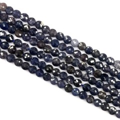 Sapphire Faceted Coins, Approx 4mm, 38cm/strand