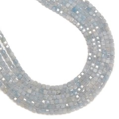 Aquamarine Faceted Cubes, Approx 2.5x2.5mm, 38cm/strand