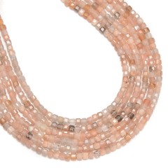 Light Color Multicolor Moonstone Faceted Cubes, Approx 2.5x2.5mm, 38cm/strand