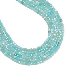 Amazonite Faceted Cubes, Approx 2.5x2.5mm, 38cm/strand