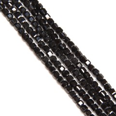 Black Spinel Faceted Cubes, Approx 2.5x2.5mm, 38cm/strand