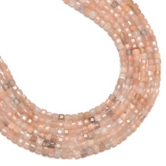 Dark Color Multicolor Moonstone Faceted Cubes, Approx 2.5x2.5mm, 38cm/strand