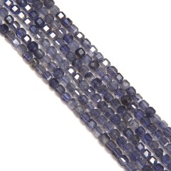 Iolite Faceted Cubes, Approx 2.5x2.5mm, 38cm/strand