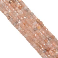 Dark Color Multicolor Moonstone Faceted Cubes, Approx 2.5x2.5mm, 38cm/strand