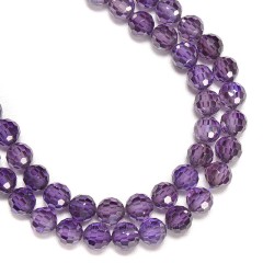 Dark Purple Color Cubic Zirconia Faceted Rounds, Approx 6mm, 38cm/strand