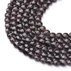 Garnet Faceted Coins, Approx 4-6mm, 38cm/strand