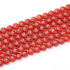 Red Agate Faceted Coins, Approx 4-6mm, 38cm/strand
