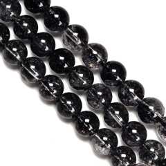 Black Phantom Quartz Crackle Crystal Smooth Rounds, Approx 6-12mm, 38cm/strand