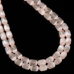 Dyed Peach Color Selenite Barrel Beads, Approx 6x9mm, 38cm/strand