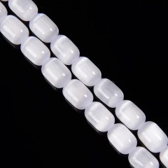 Dyed White Color Selenite Barrel Beads, Approx 6x9mm, 38cm/strand