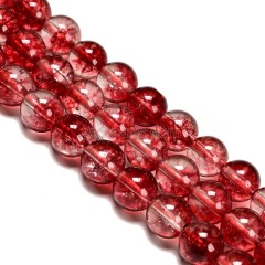 Red Phantom Quartz Crackle Crystal Smooth Rounds, Approx 6-12mm, 38cm/strand