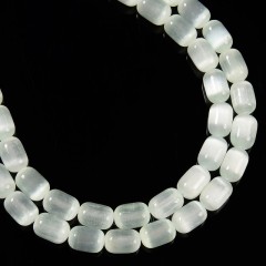 Dyed Light Green Color Selenite Barrel Beads, Approx 6x9mm, 38cm/strand