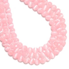 Dyed Light Pink Color Selenite Smooth Rounds, Approx 6-10mm, 38cm/strand