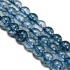 Light Blue Phantom Quartz Crackle Crystal Smooth Rounds, Approx 6-12mm, 38cm/strand