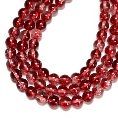 Red Phantom Quartz Crackle Crystal Smooth Rounds, Approx 6-12mm, 38cm/strand