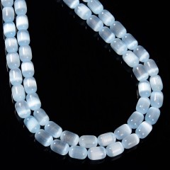Dyed Blue Color Selenite Barrel Beads, Approx 6x9mm, 38cm/strand