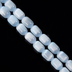 Dyed Blue Color Selenite Barrel Beads, Approx 6x9mm, 38cm/strand