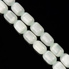 Dyed Light Green Color Selenite Barrel Beads, Approx 6x9mm, 38cm/strand