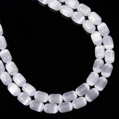 Dyed White Color Selenite Barrel Beads, Approx 6x9mm, 38cm/strand