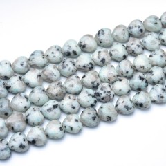 Sesame Jasper/Kiwi Jasper Smooth Puffy Hearts, Approx 8-12mm, 38cm/strand