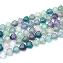 Multicolor Fluorite Smooth Puffy Hearts, Approx 8-12mm, 38cm/strand