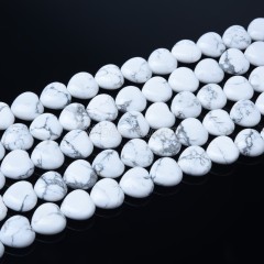 Howlite Smooth Puffy Hearts, Approx 8-12mm, 38cm/strand