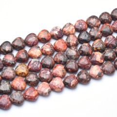 Red Leopardskin Jasper Smooth Puffy Hearts, Approx 8-10mm, 38cm/strand