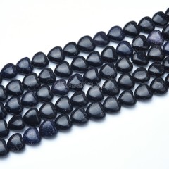 Blue Sand Stone Smooth Puffy Hearts, Approx 10mm, 38cm/strand