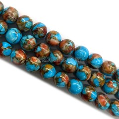 Synthetic Spiny Oyster Pyrite Turquoise Smooth Rounds, Approx 6-10mm, 38cm/strand