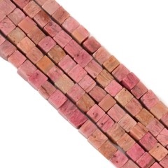 Rhodochrosite Cubes, Approx 4mm, 38cm/strand