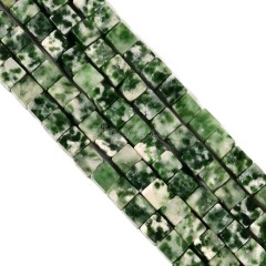 Green Spot Jasper Cubes, Approx 4mm, 38cm/strand