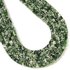 Green Spot Jasper Cubes, Approx 4mm, 38cm/strand